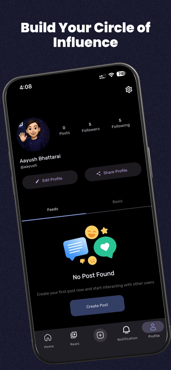Aidols app screenshot showing a user profile with posts, followers, following, and profile actions